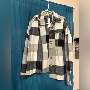 Black and white plaid shacket